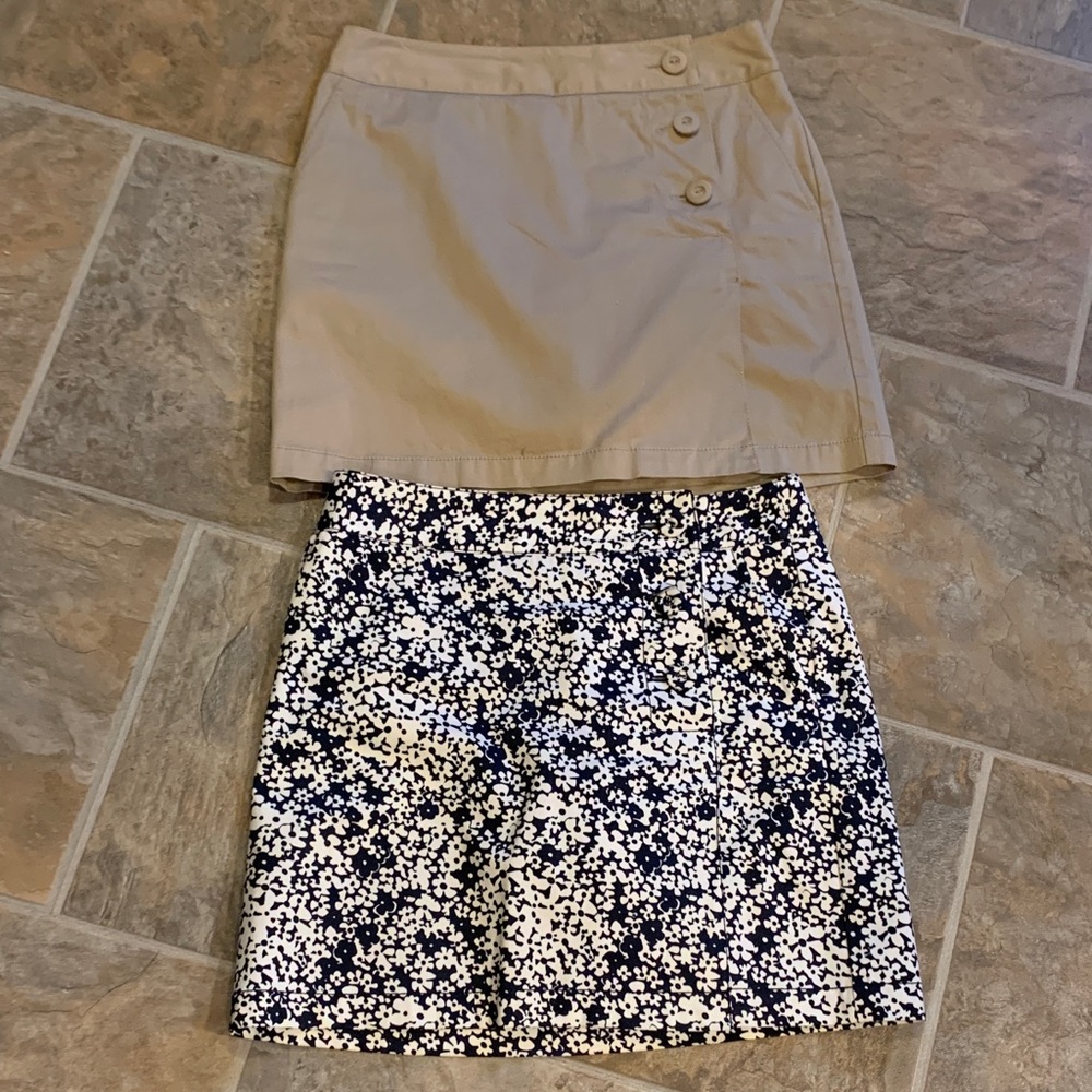 Two- Tan and Black/white Floral Women's Pencil Skort